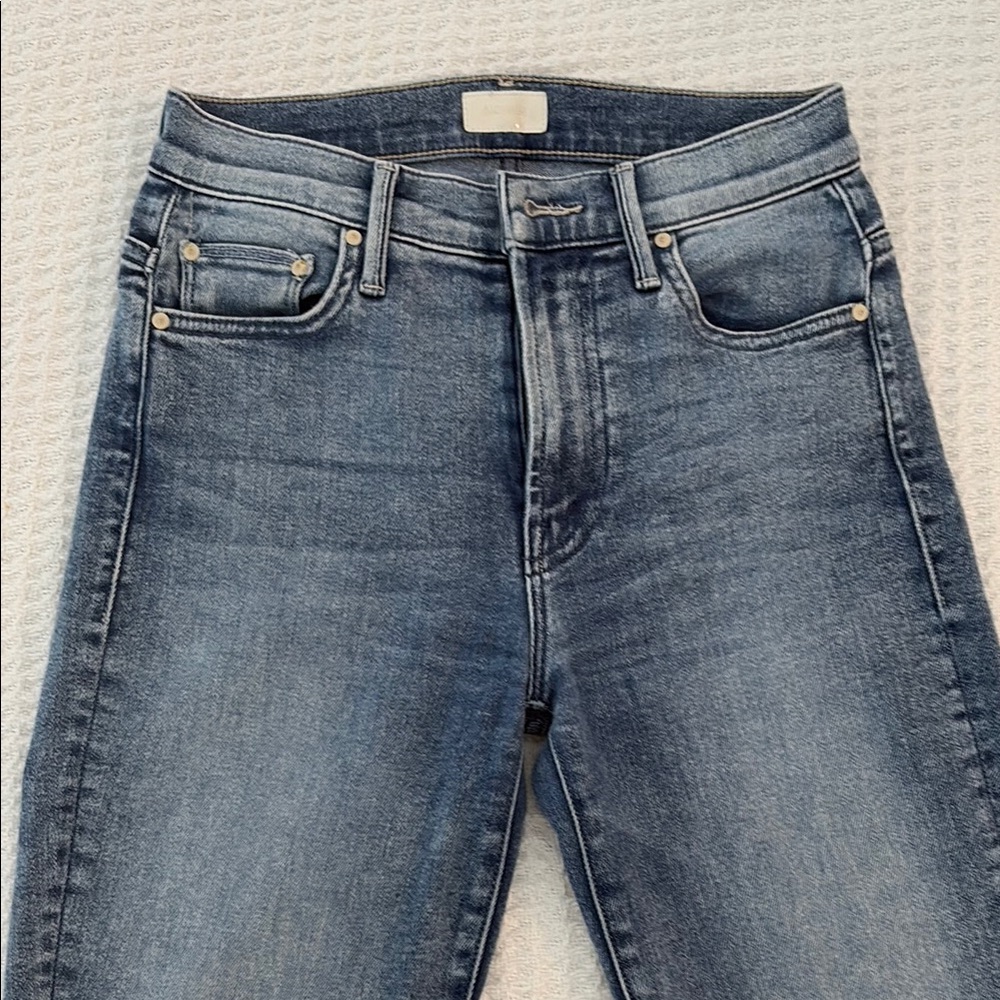 MOTHER High Rise Blue Jeans with Vintage Fading